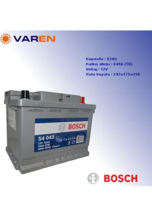 Bosch S4 043 Silver 12V 62Ah 540A (EN) Akü