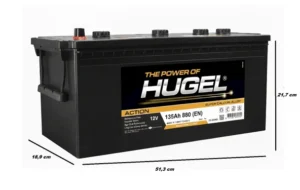 Hugel Action 12 V 135 Ah 880 (EN) CCA Akü ÖLÇÜLÜ Hugel 12V 135Ah 880A (EN) İnci Akü Üretimi Akü