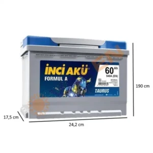 İNCİ 60 ÖLÇÜLÜ İnci Formul A Taurus 12V 60Ah 540A (EN) Akü