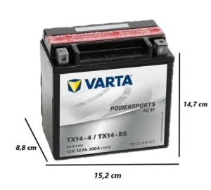 VARTA Tx14-4 Tx14-bs Motorsiklet ve MERCEDES BENZ Besleme Aküsü ÖLÇÜLÜ VARTA Tx14-4 Tx14-bs Motorsiklet ve MERCEDES BENZ Besleme Aküsü