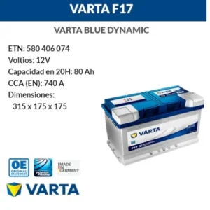 Varta Blue Dynamic F17 12V 80Ah 740A (EN) Akü