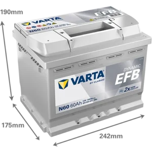 Varta Blue Dynamic N60 Start-Stop EFB 12 V 60 Ah 640 A Akü ÖLÇÜLÜ Varta Blue Dynamic EFB N60 12V 60Ah 640A (EN) Akü