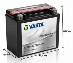 Varta Powersports AGM YTX20L-BS 12 V 18 Ah 250 CCA Motosiklet Aküsü ÖLÇÜLÜ Varta Powersports AGM YTX20L-BS 12V 18Ah 250A (EN) Motosiklet Aküsü
