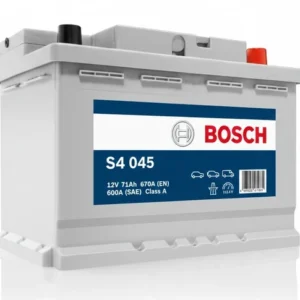 Bosch S4 045 12V 71Ah 670A (EN) Alçak Tip Akü (Opel-Ford ) Bosch S4 045 12V 71Ah 670A (EN) Basık Tip Akü (Opel-Ford Gibi)